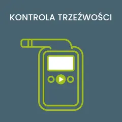 Grafika przedstawia alkomat, symbolizujący rutynową kontrolę trzeźwości.