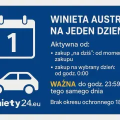 Winieta Austria na jeden dzień. To rozwiązanie dla podróżujących, którzy potrzebują winiety tylko na krótki okres.