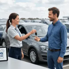 Przekazanie kluczyków do samochodu zastępczego z AC. Klient odbiera auto po szkodzie.