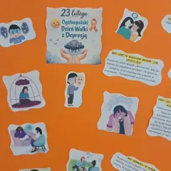 Plakat o depresji: fakty i mity. Ilustracje przedstawiają osoby zmagające się z najcięższymi chorobami psychicznymi, w tym z depresją.