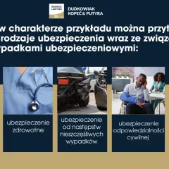 Rodzaje ubezpieczeń: na życie, zdrowotne, od następstw nieszczęśliwych wypadków, odpowiedzialności cywilnej, za produkt. Pamiętaj o obowiązkach ubezpieczonego.