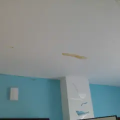 Plamy na suficie po tym, jak sąsiad zalał mi mieszkanie. Nie mam ubezpieczenia, więc naprawa będzie kosztowna.