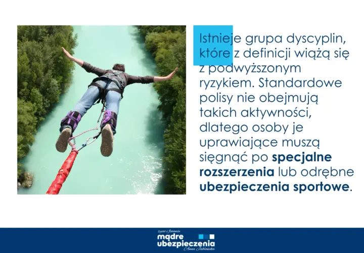 Skok na bungee – ekstremalna przygoda wymaga specjalnego ubezpieczenia sportowego. Standardowe polisy nie obejmują takich aktywności.