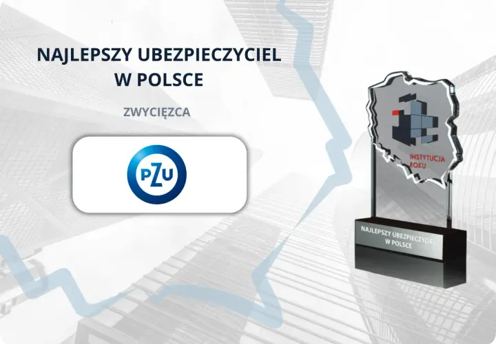 PZU - zwycięzca w kategorii Najlepszy Ubezpieczyciel w Polsce. Statuetka w kształcie Polski.
