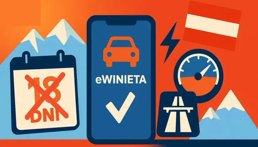 Planujesz podróż? Sprawdź, czy na Słowację trzeba winiety. Na ekranie telefonu widnieje "eWINIETA" z zaznaczeniem, że jest wymagana.