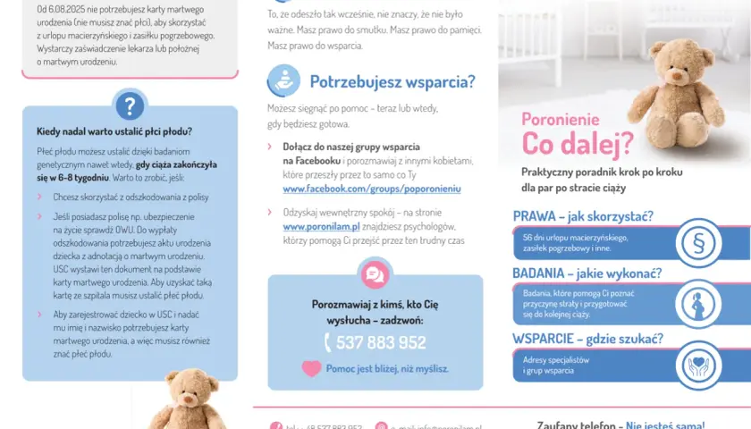 Poradnik "Poronienie. Co dalej?" podpowiada, co zrobić po śmierci rodzica, oferując wsparcie i informacje.