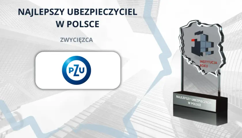 PZU - zwycięzca w kategorii Najlepszy Ubezpieczyciel w Polsce. Statuetka w kształcie Polski.