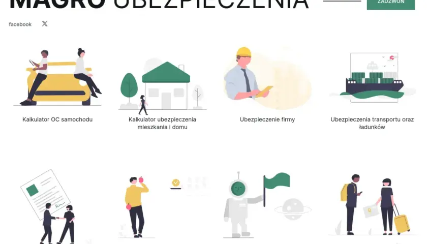 Różnice między OC a AC wyjaśnione przez ilustracje: kalkulator OC auta, ubezpieczenie domu, firmy, transportu, gwarancje, na życie, dla obcokrajowców i podróży.