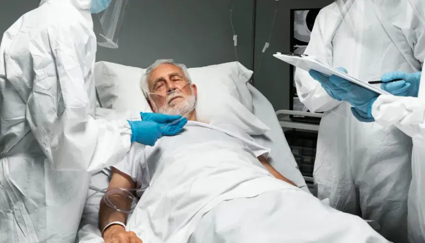 Lekarze w kombinezonach ochronnych przy łóżku pacjenta w stanie wegetatywnym. Czy szpital może wypisać pacjenta w stanie wegetatywnym?